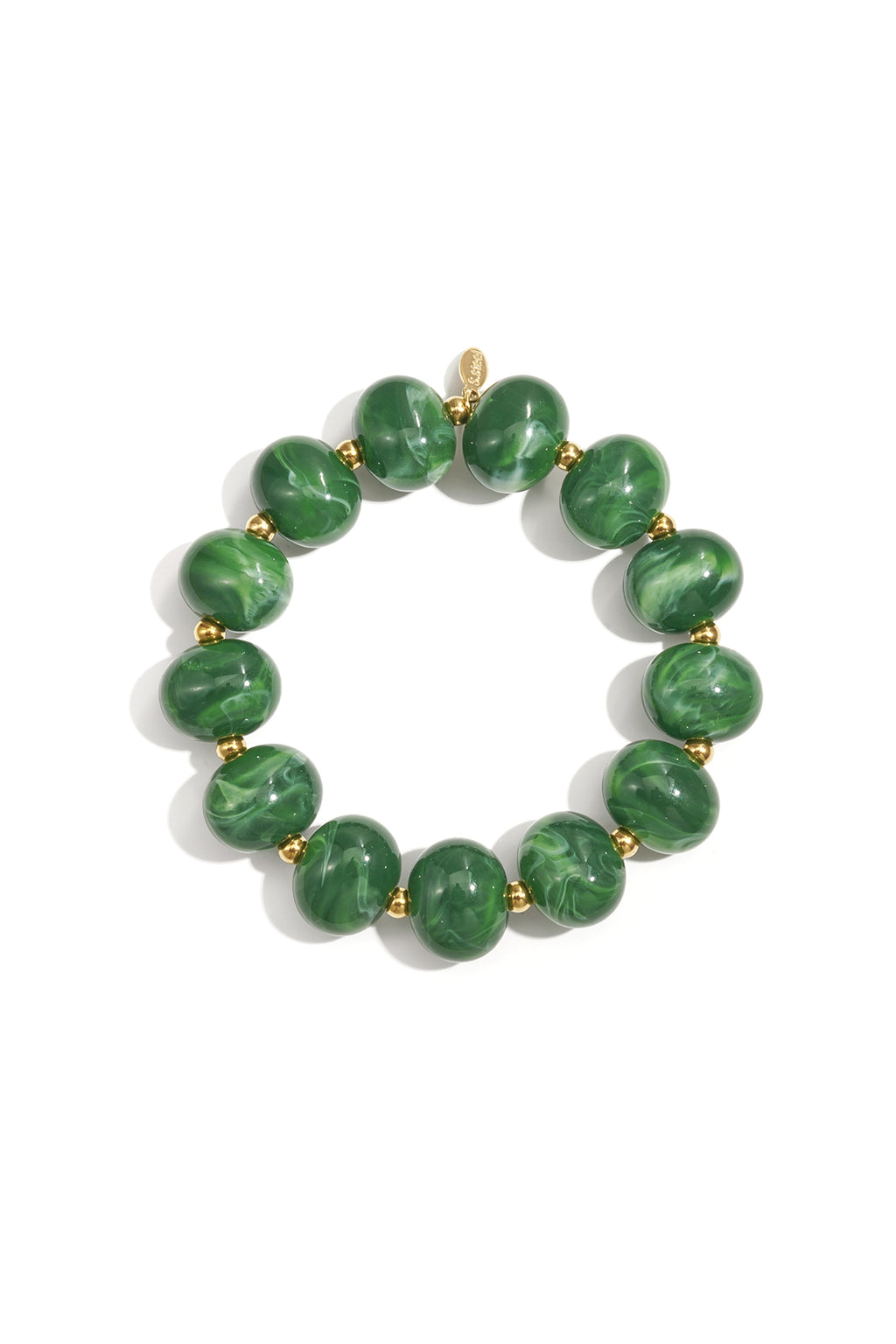 Elastieke kralenarmband met grote kralen - leger groen