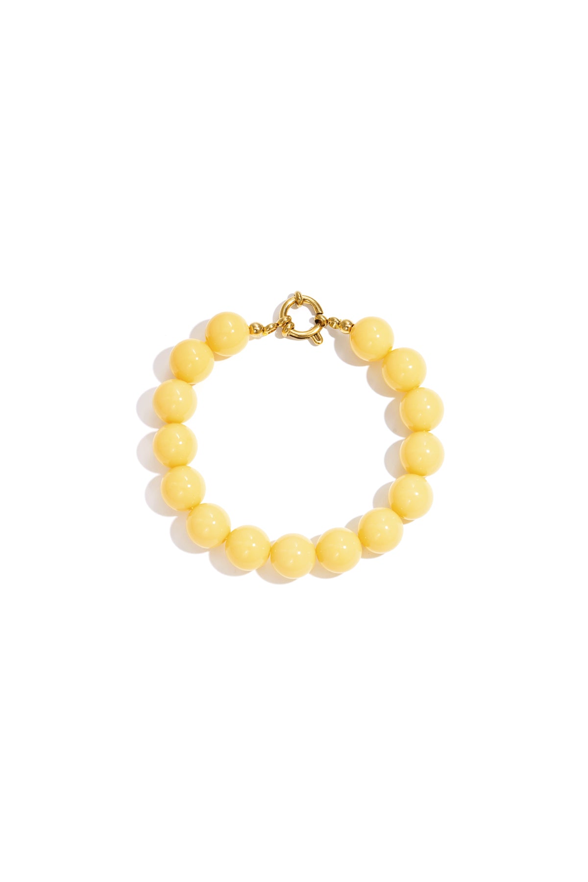 Armband met middelgrote kralen en sluiting aan de voorkant – 12 mm - geel