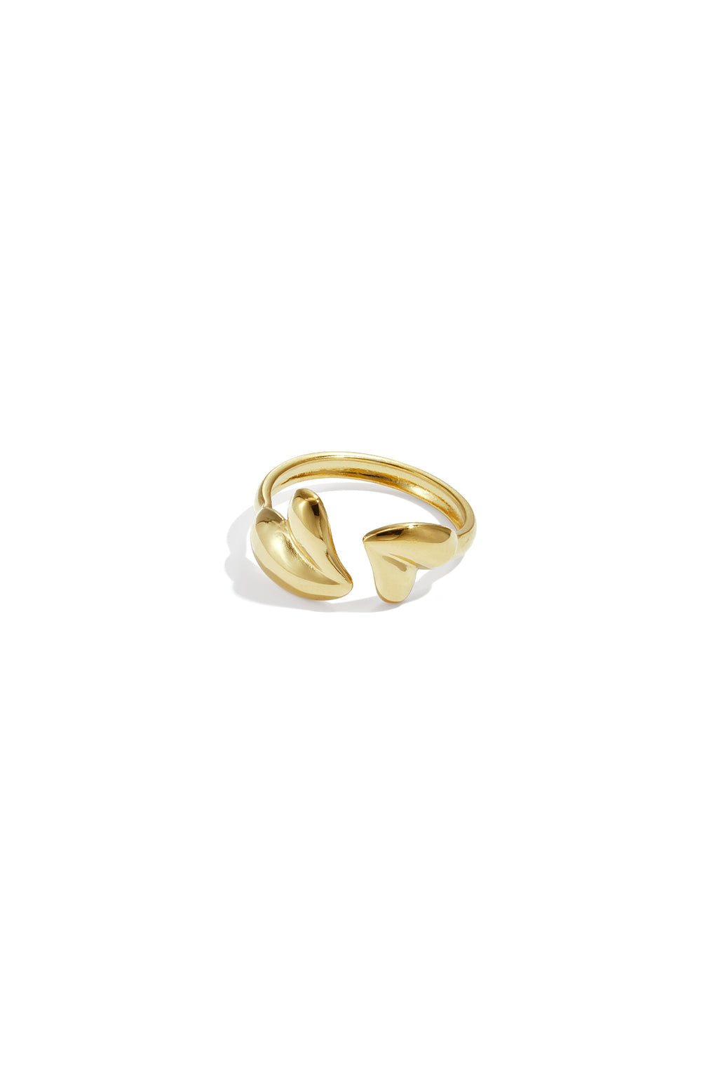 Verstelbare ring met speels gevormde hartjes - goud