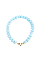 Ketting met grote kralen en sluiting aan de voorkant – 15 mm - licht blauw