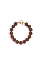 Armband met middelgrote kralen en sluiting aan de voorkant – 12 mm - bruin