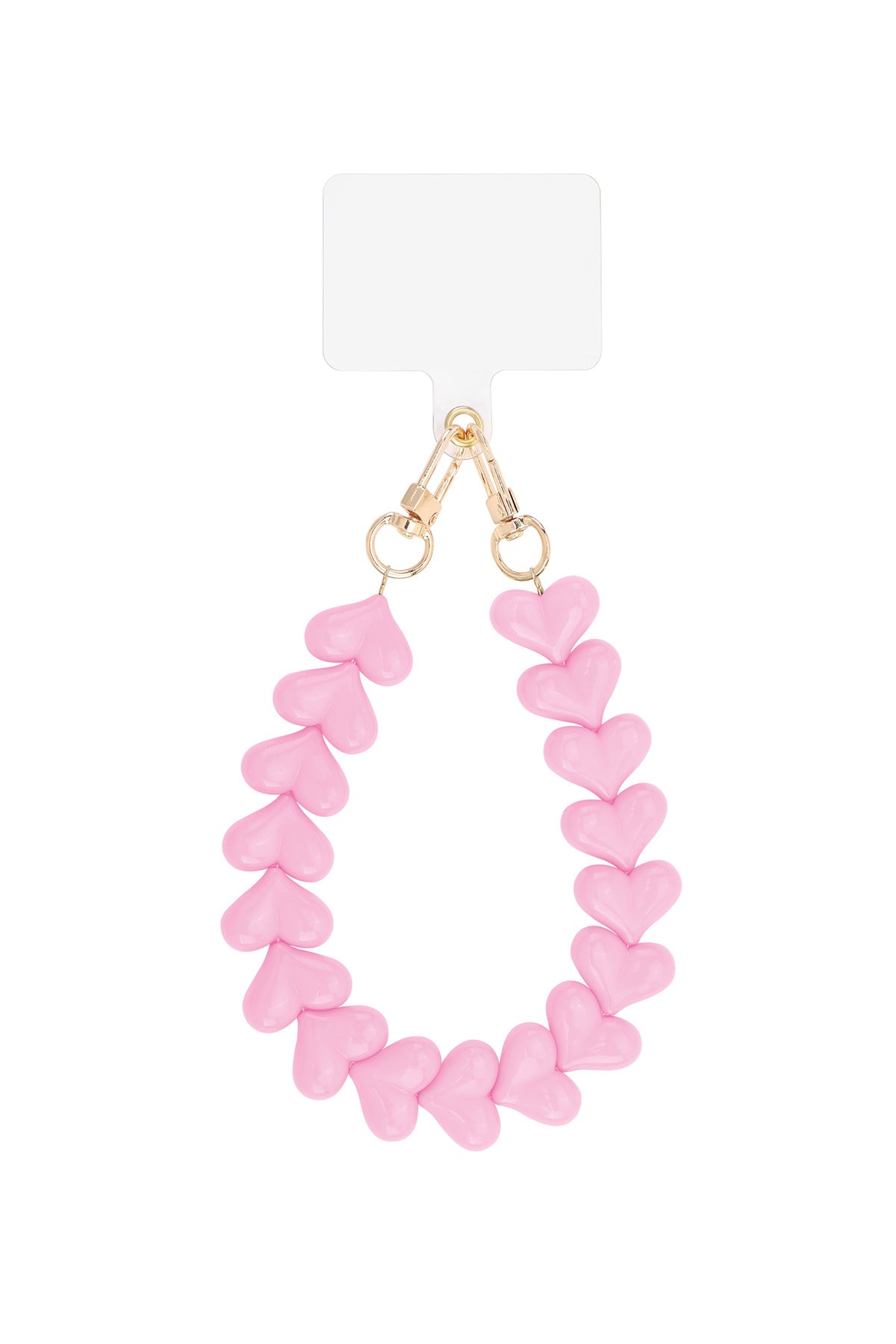 Telefoonketting met hartjes - roze