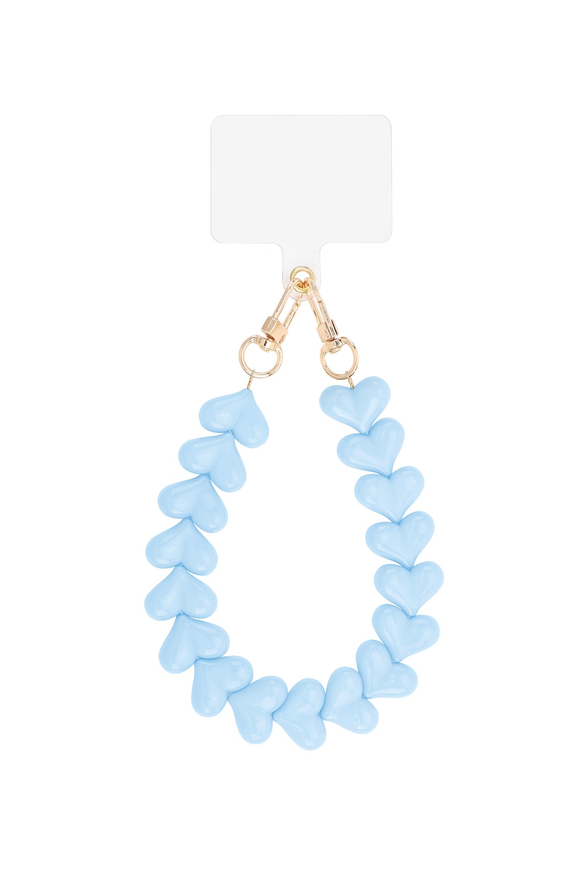 Telefoonketting met hartjes - licht blauw