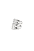 Gelaagde ring met streeppatroon - zilver