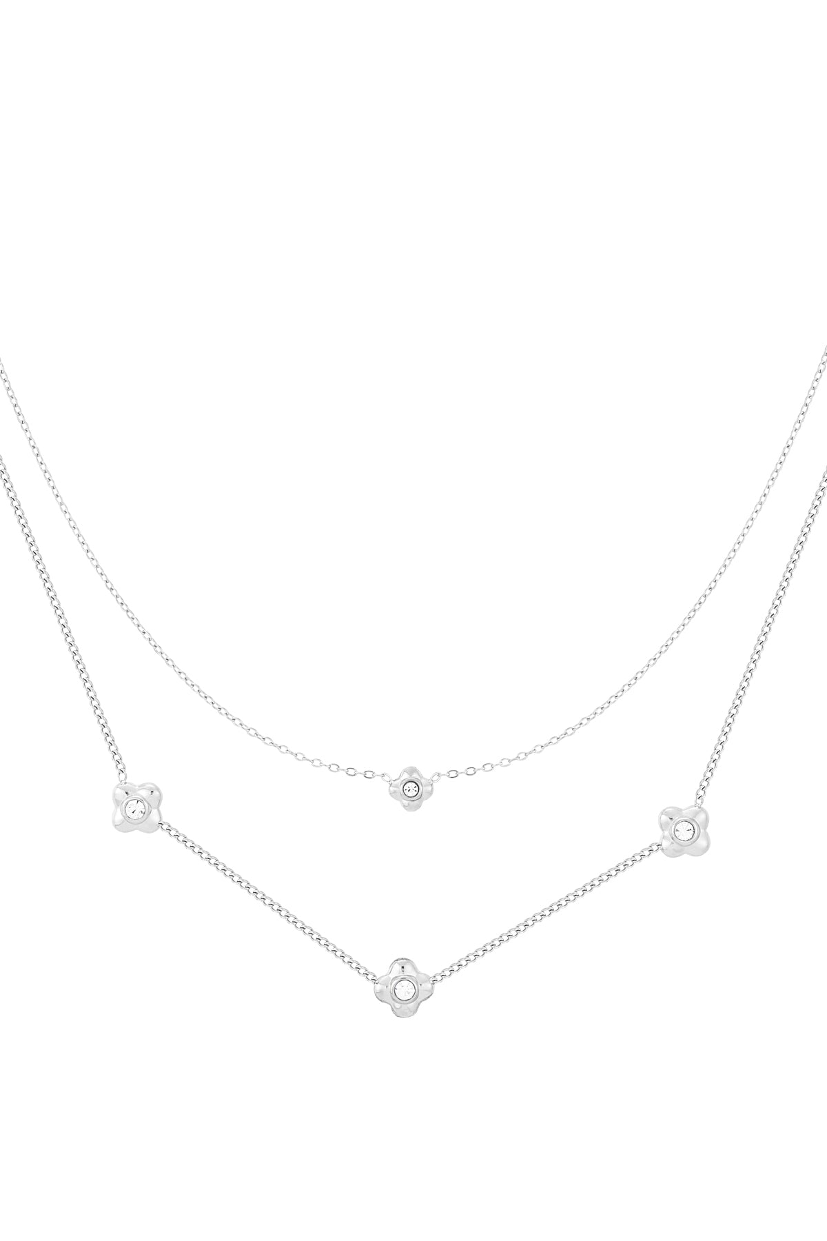 flowery ketting - zilver