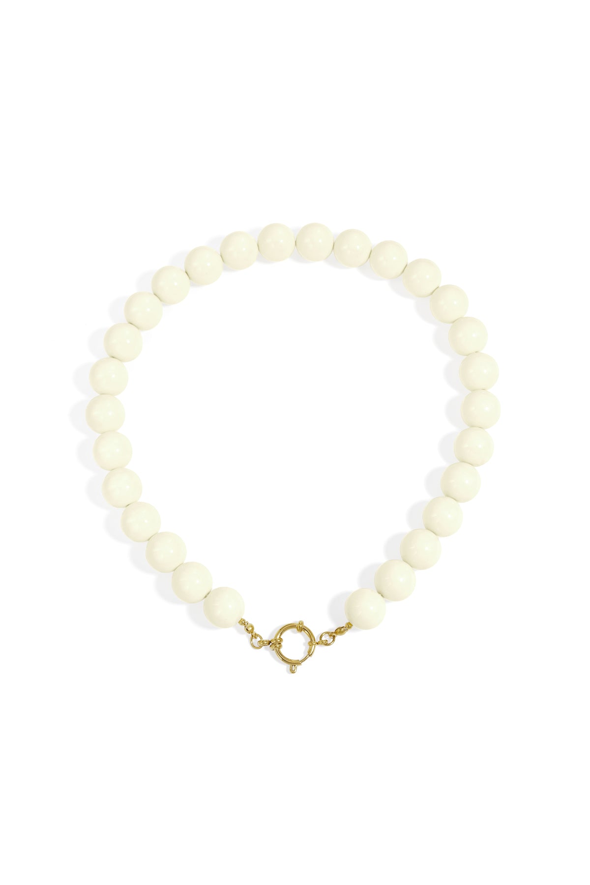 Ketting met grote kralen en sluiting aan de voorkant – 15 mm - wit