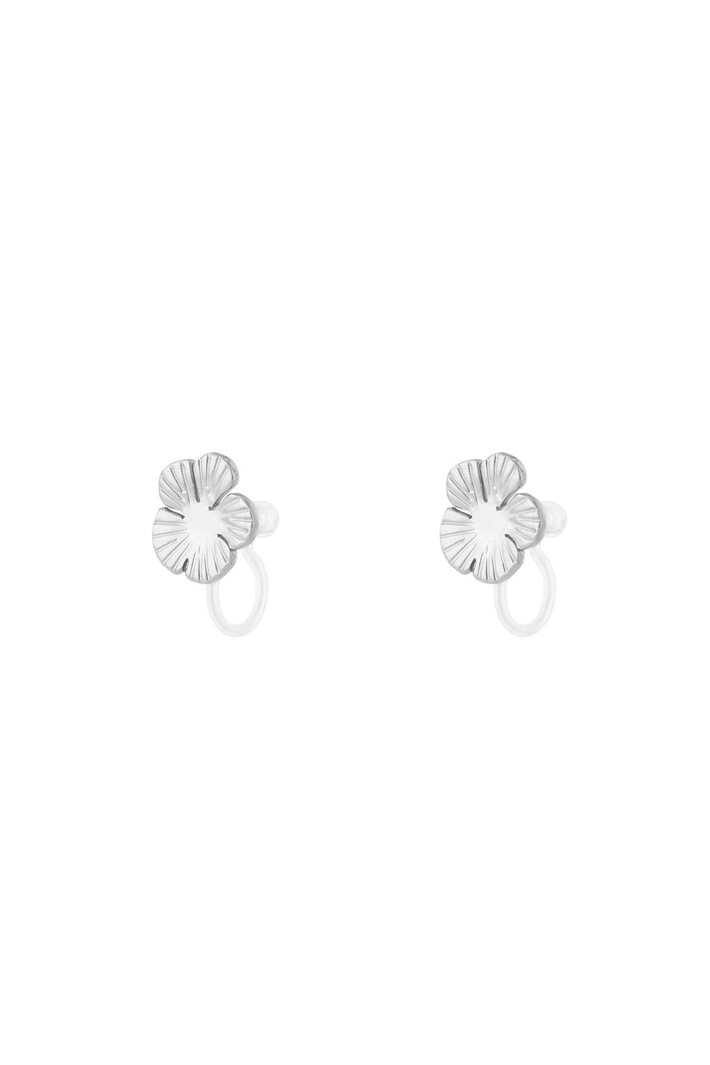Bloem Clip Oorbellen - Zilver