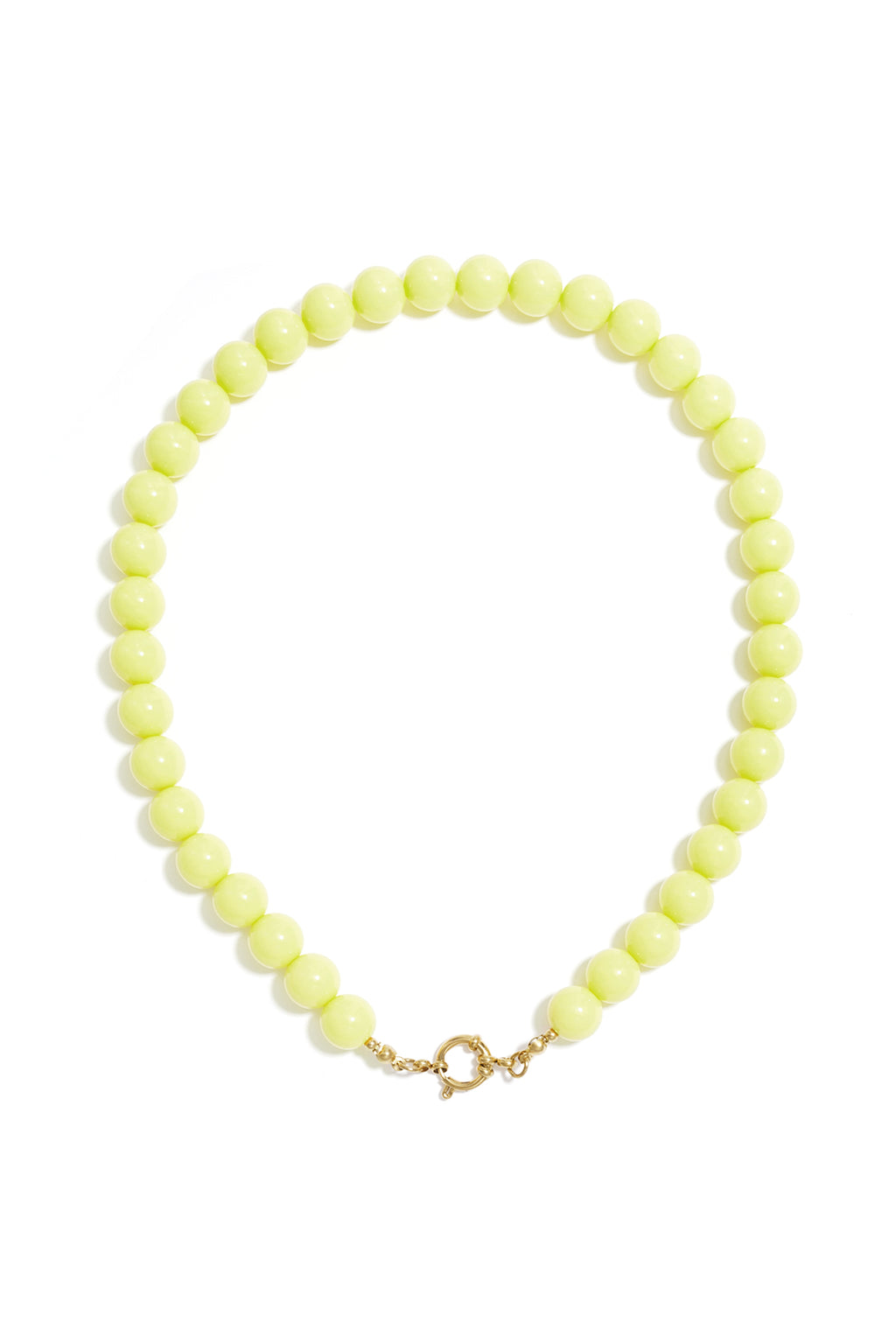 Kralenketting met sluiting aan de voorkant – 12 mm - fel geel
