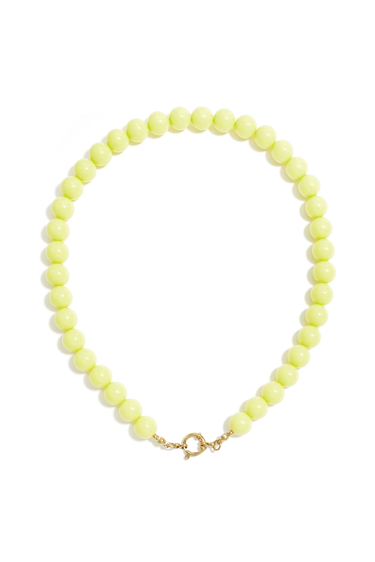 Kralenketting met sluiting aan de voorkant – 12 mm - fel geel