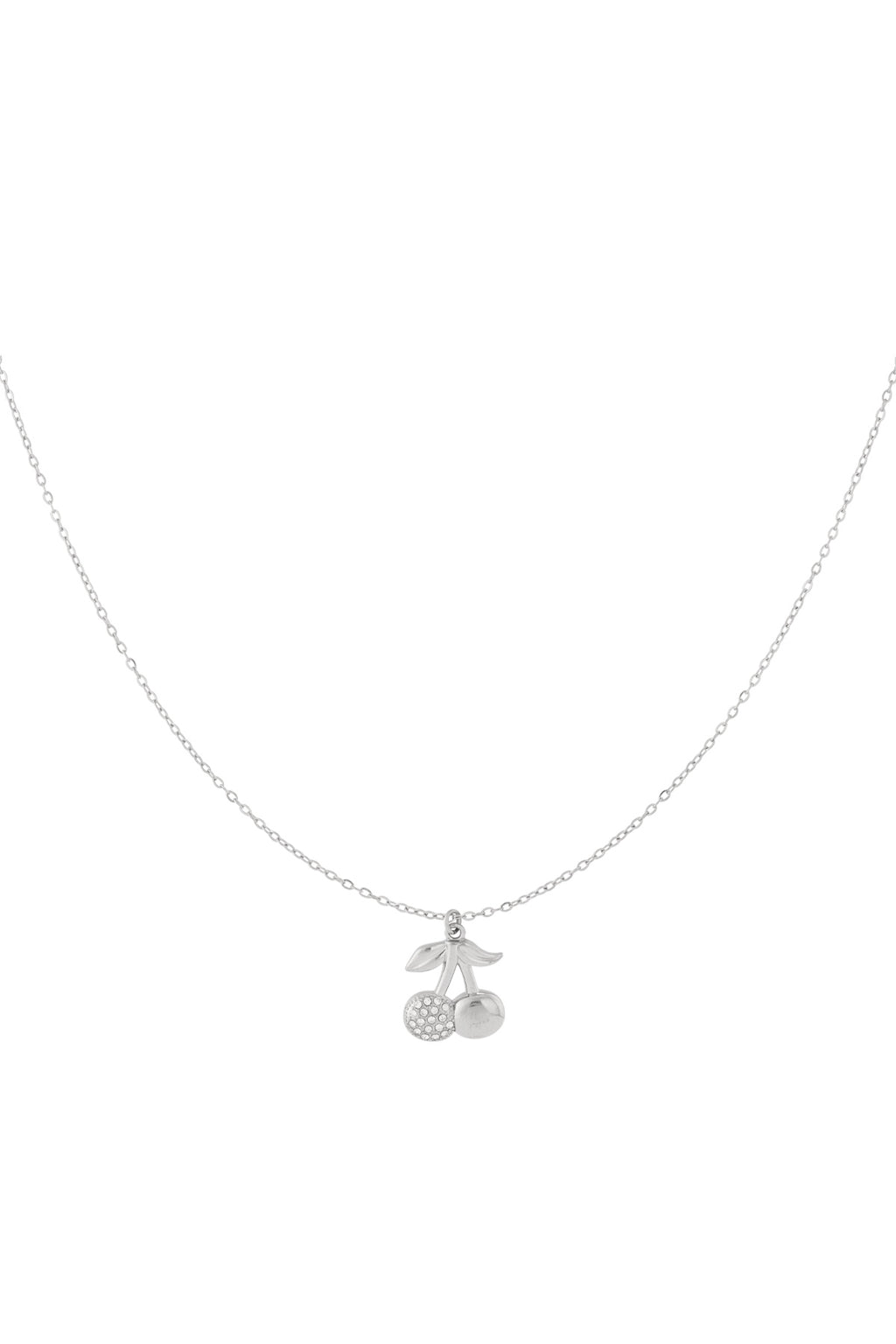 Glitter kersen ketting - zilver