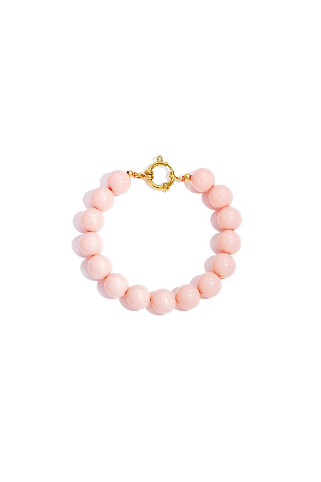 Armband met middelgrote kralen en sluiting aan de voorkant – 12 mm - huidskleur