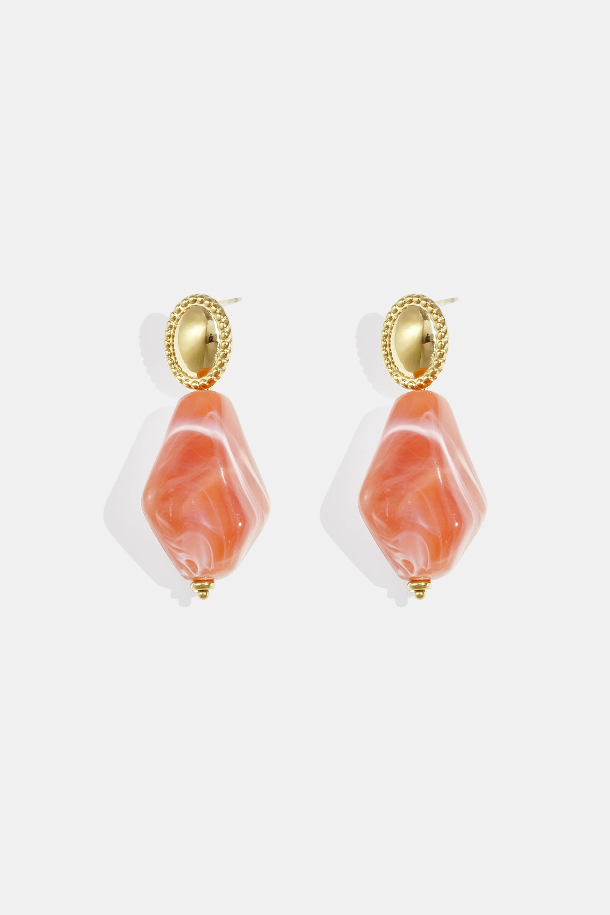 Oorbellen met natuursteen look - oranje