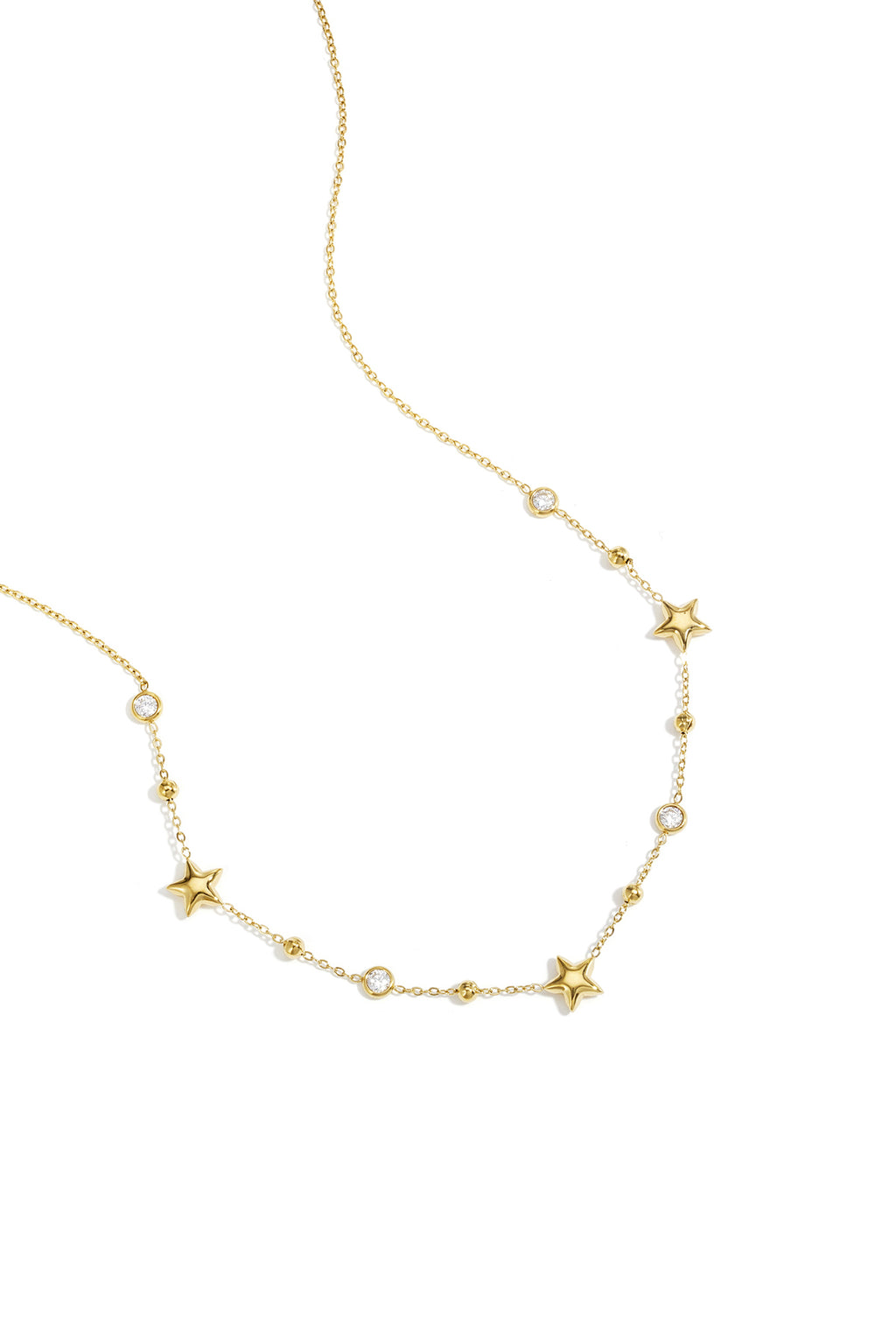 Ketting met sterren en steentjes - goud