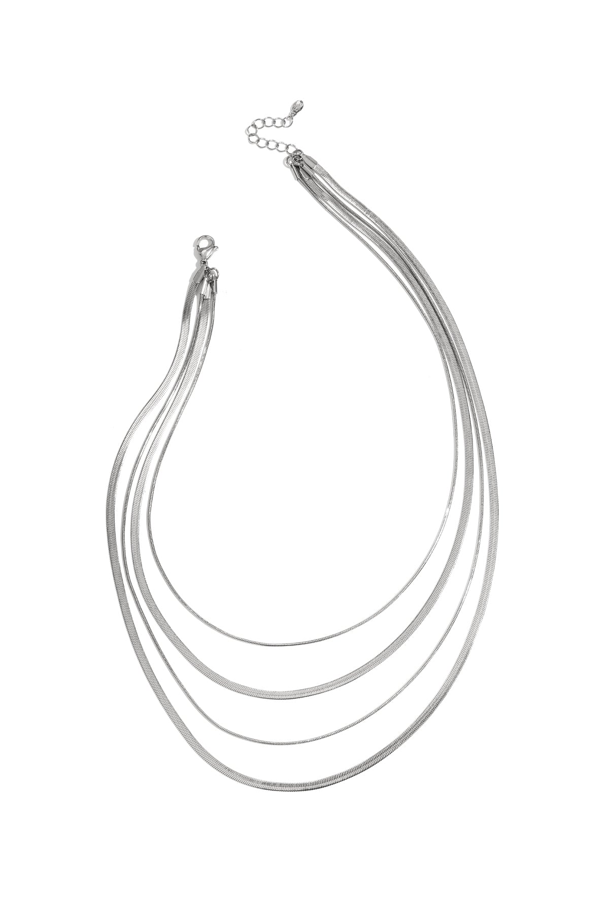 Gelaagde visgraatkettingen - zilver