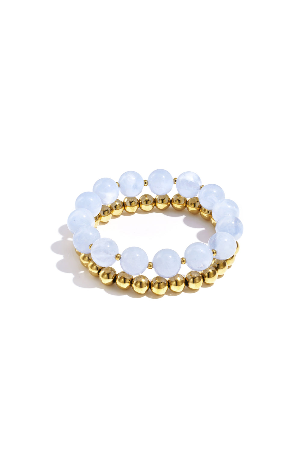 Armbandenset met ronde kralen - licht blauw