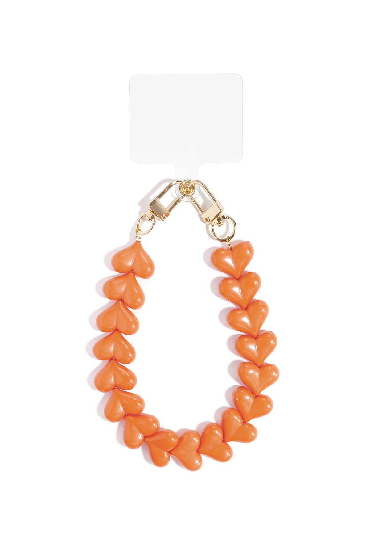 Telefoonketting met hartjes - oranje