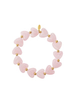 Elastische armband met hartkralen - zacht roze