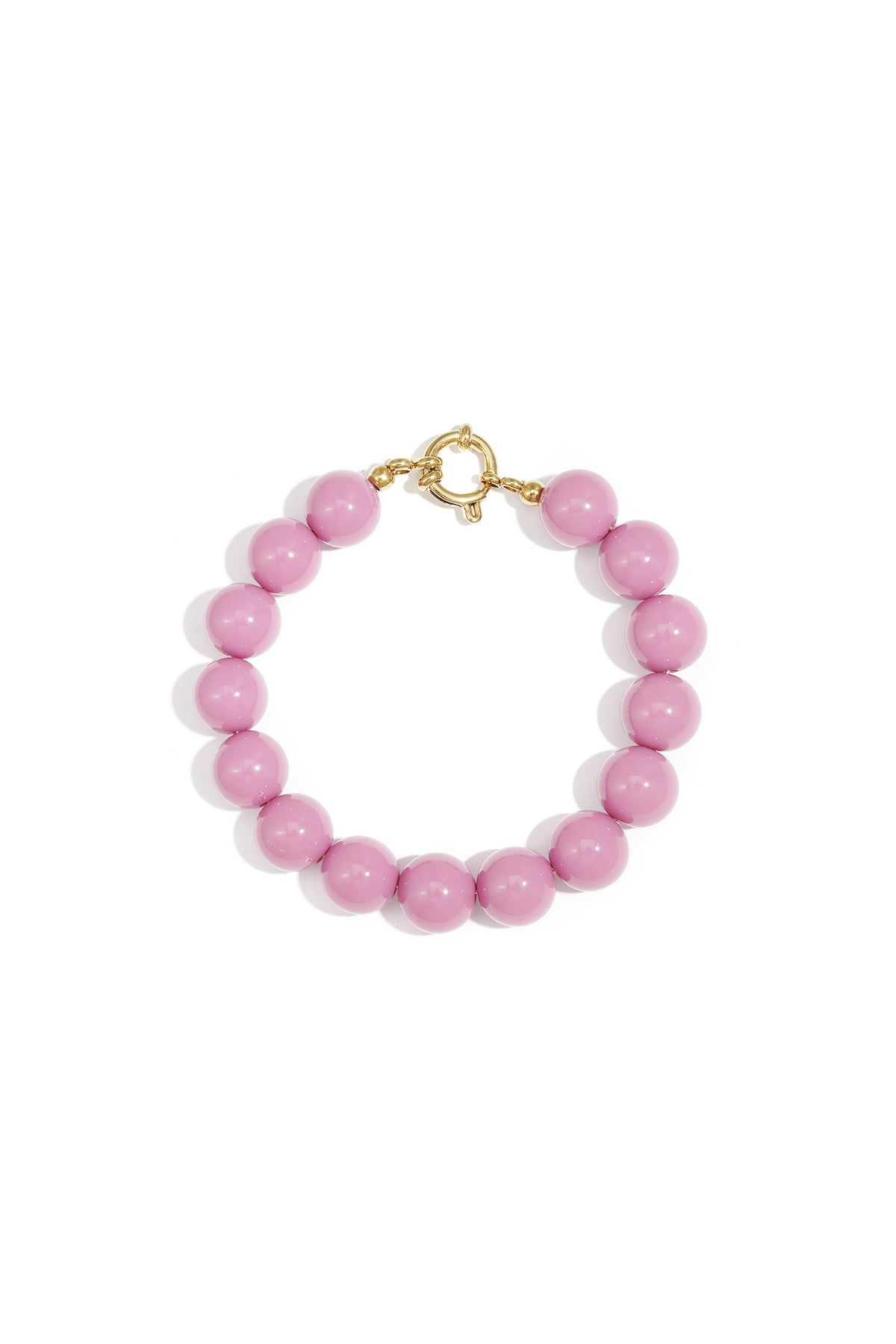 Armband met middelgrote kralen en sluiting aan de voorkant – 12 mm - zacht roze