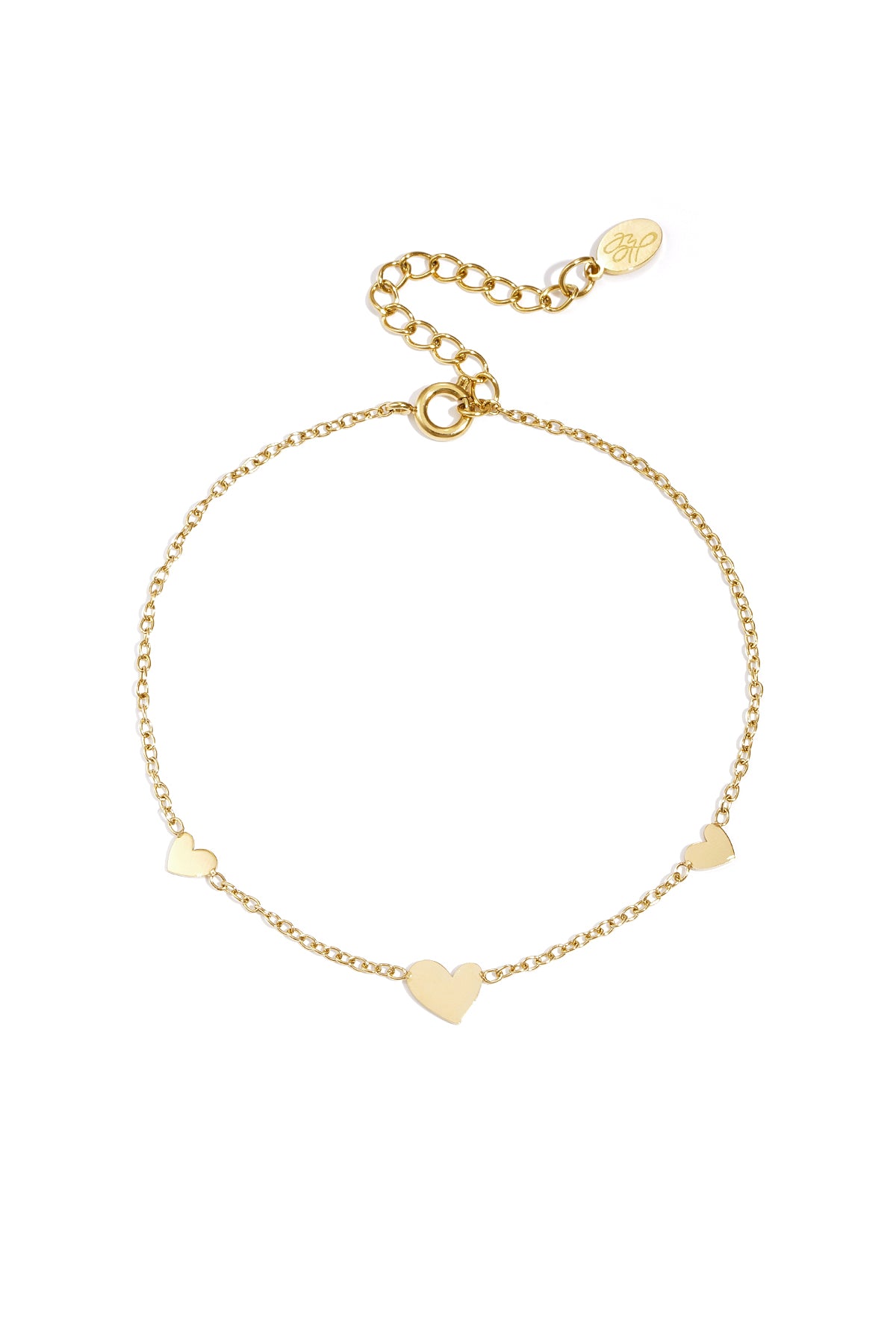 Klassieke armband met hartjes - roestvrij staal