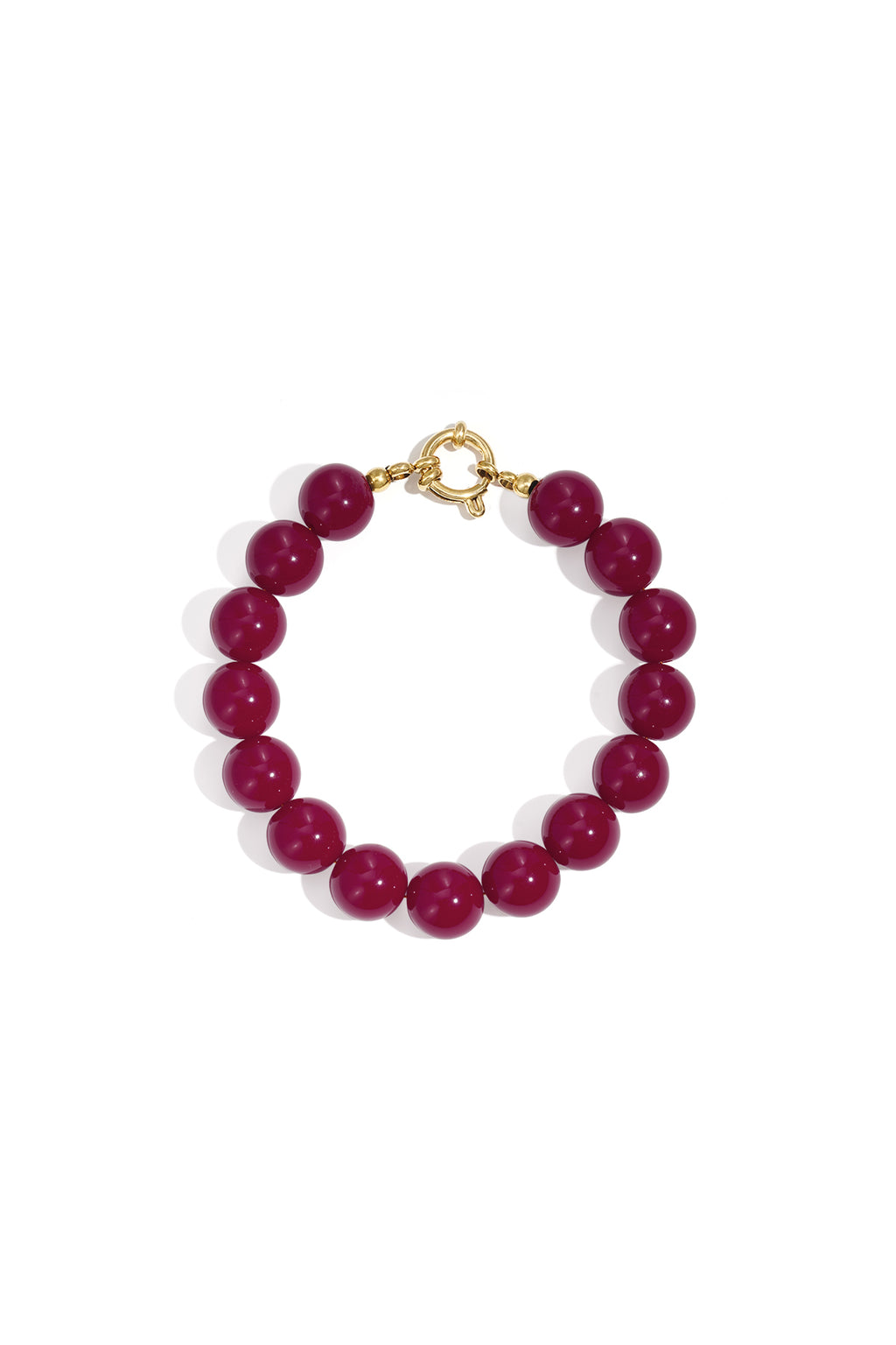 Armband met middelgrote kralen en sluiting aan de voorkant – 12 mm - donker roze