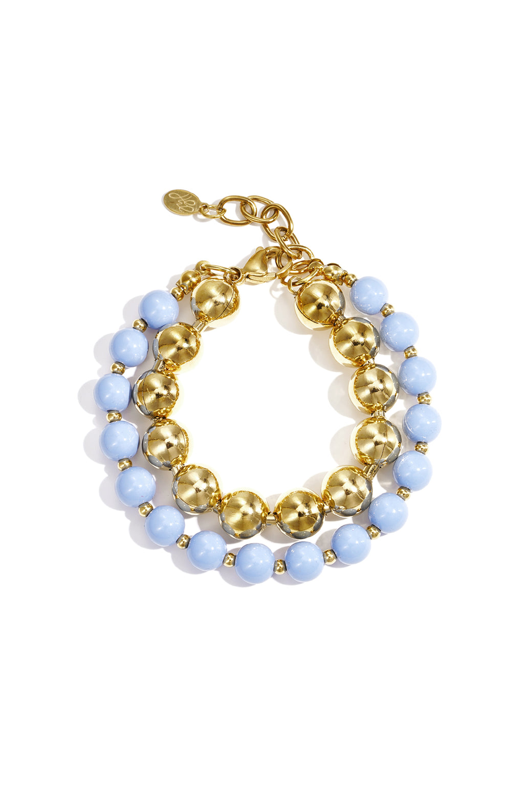 Dubbele kralenarmband - licht blauw