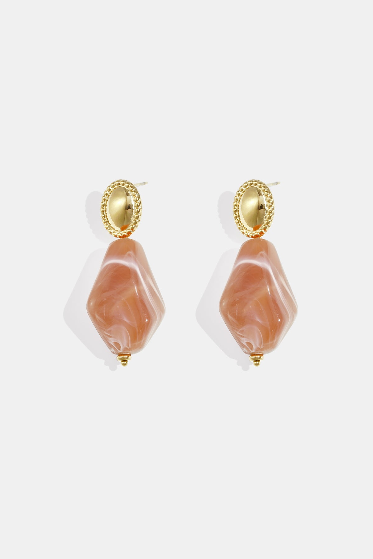 Oorbellen met natuursteen look - roze