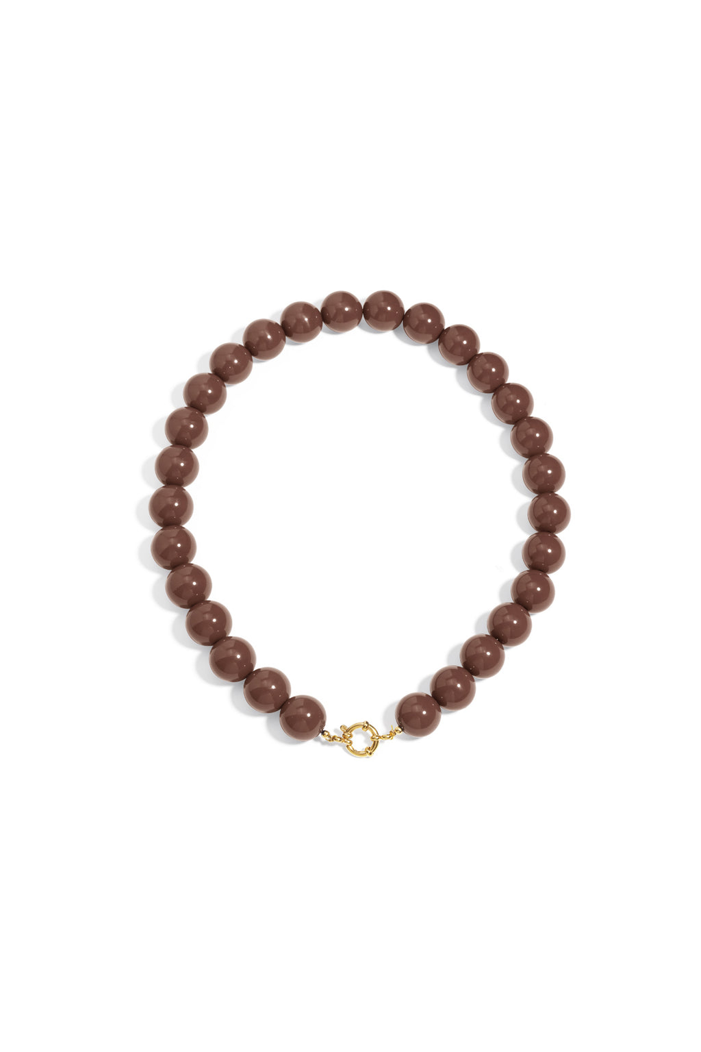 Ketting met grote kralen en sluiting aan de voorkant – 15 mm - bruin