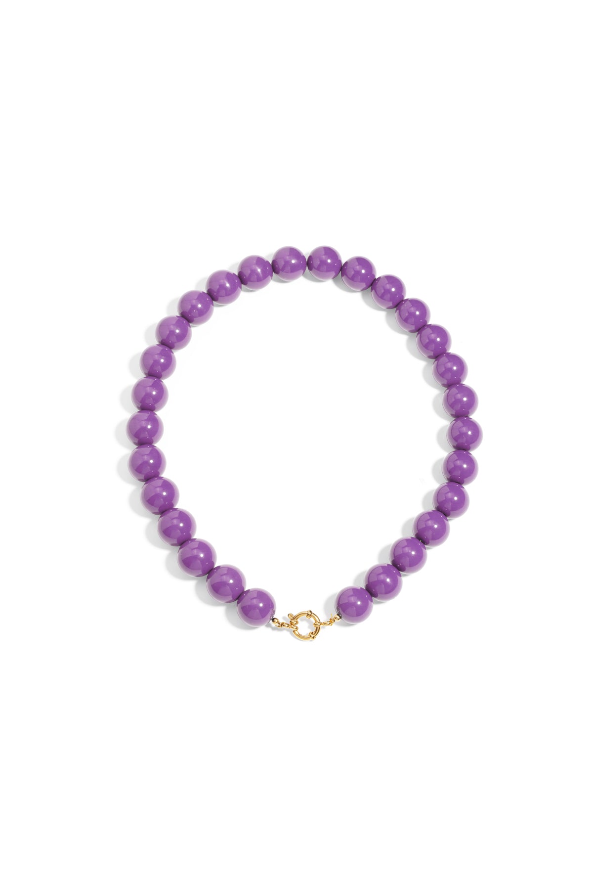 Ketting met grote kralen en sluiting aan de voorkant – 15 mm - ook paars