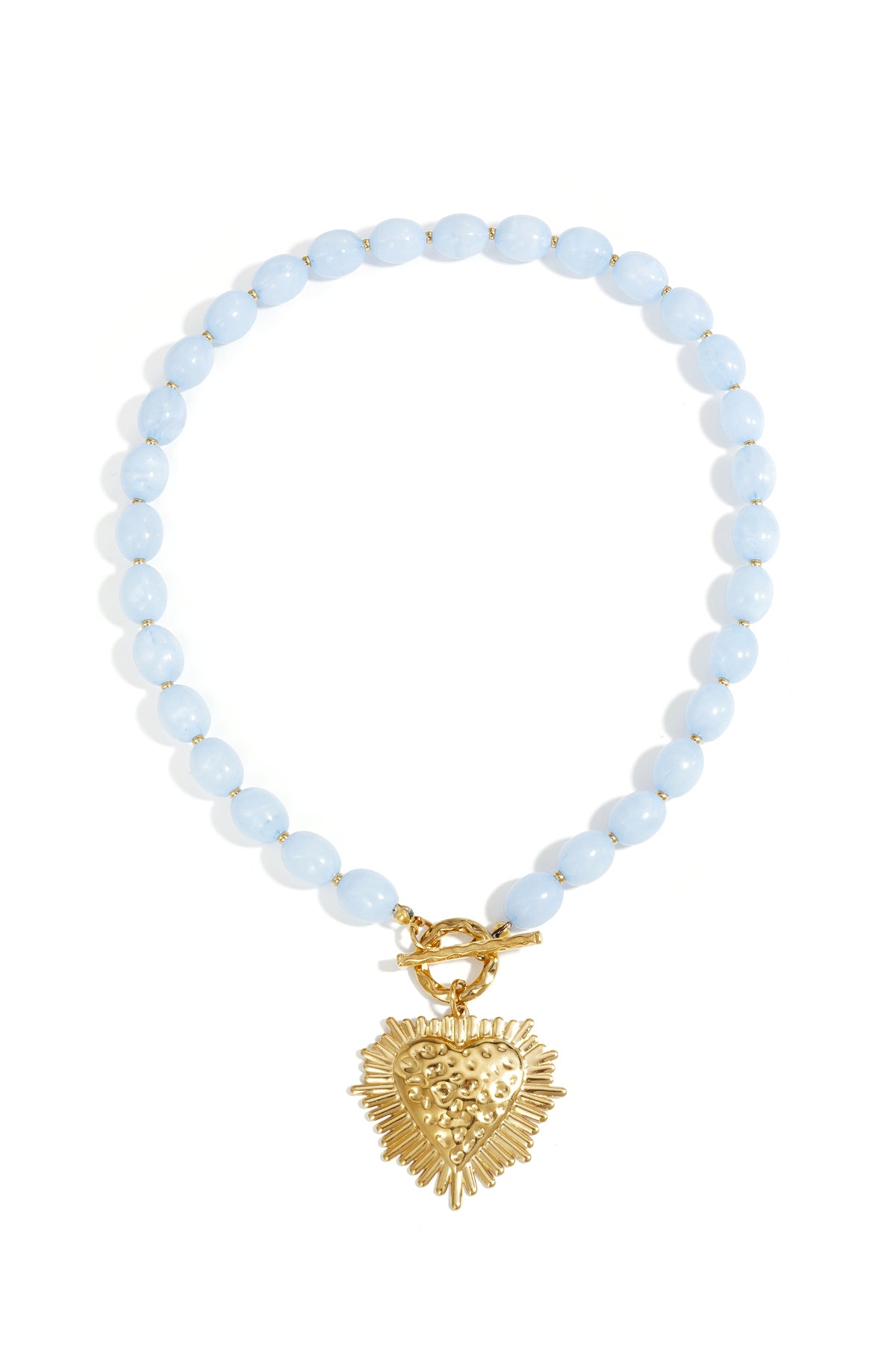 Kralenketting met frontsluitingcharm - blauw