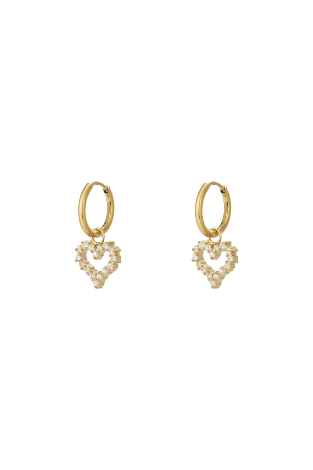 Oorbellen met strass-hartje - goud