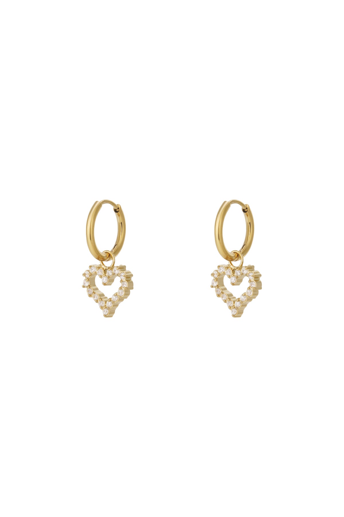 Oorbellen met strass-hartje - goud