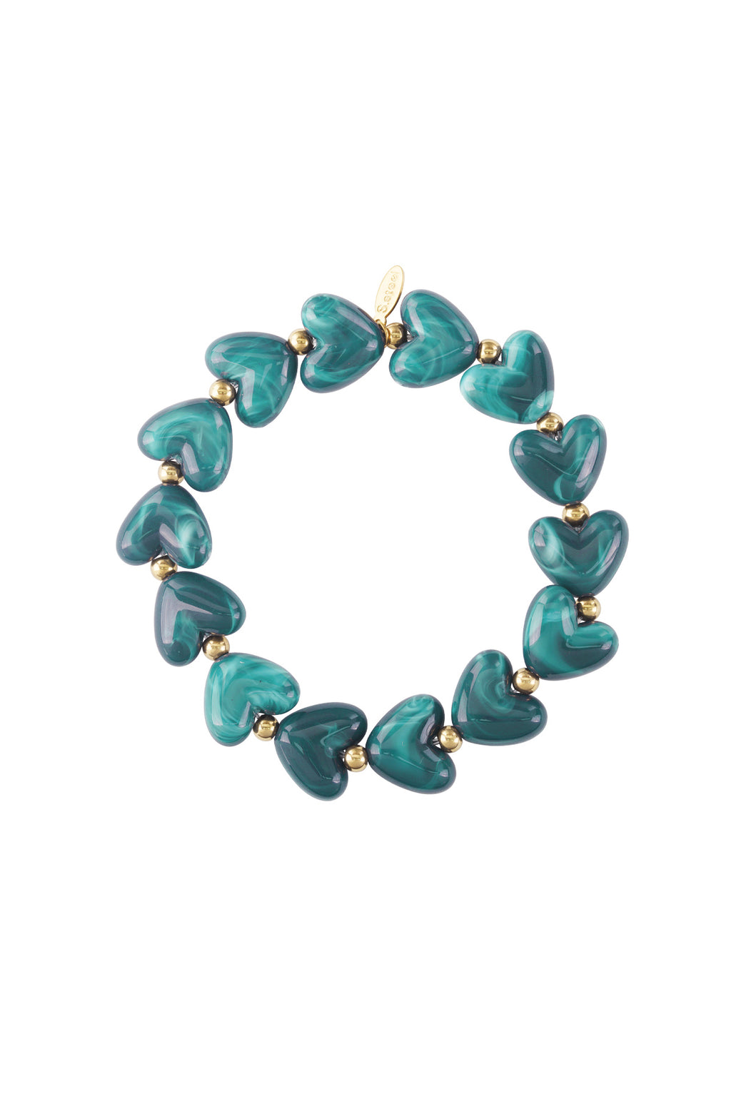 Elastische armband met hartkralen - blauw