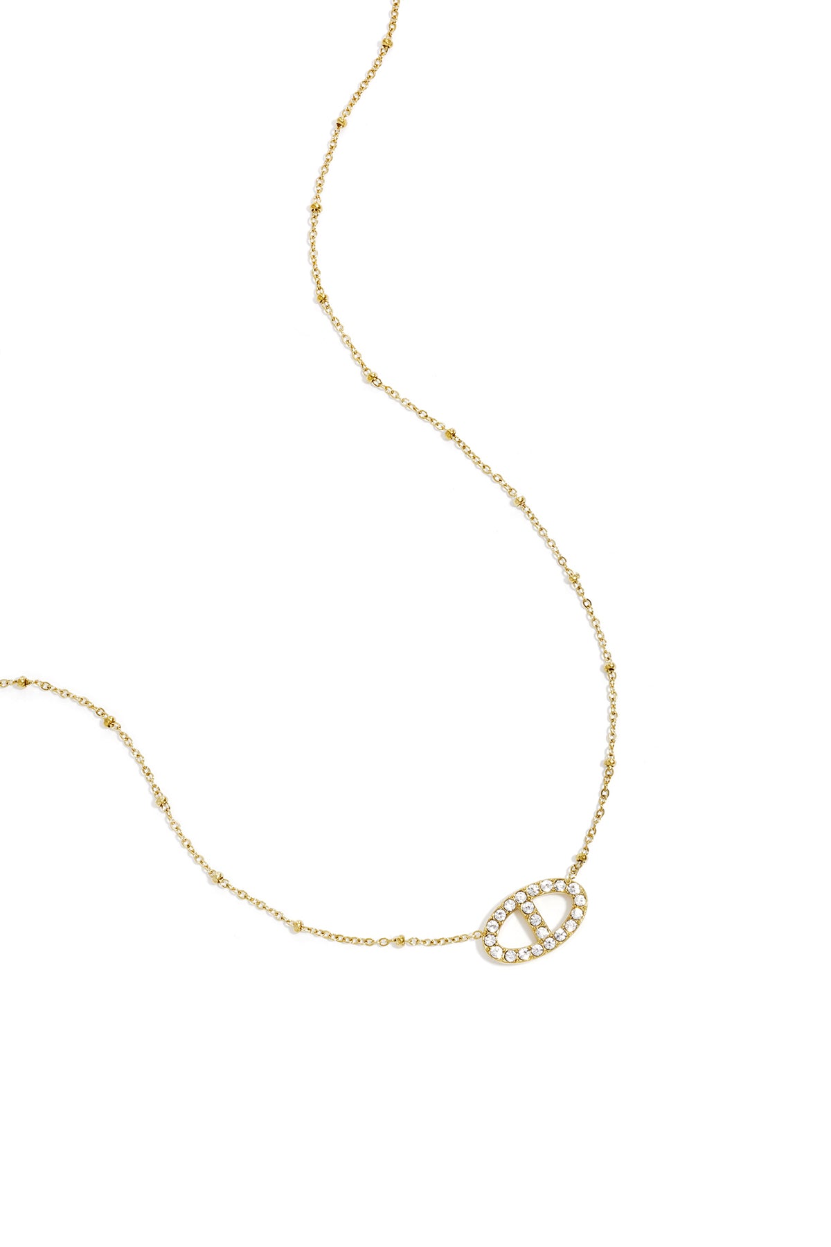 Ketting met versierde ovale hanger - goud