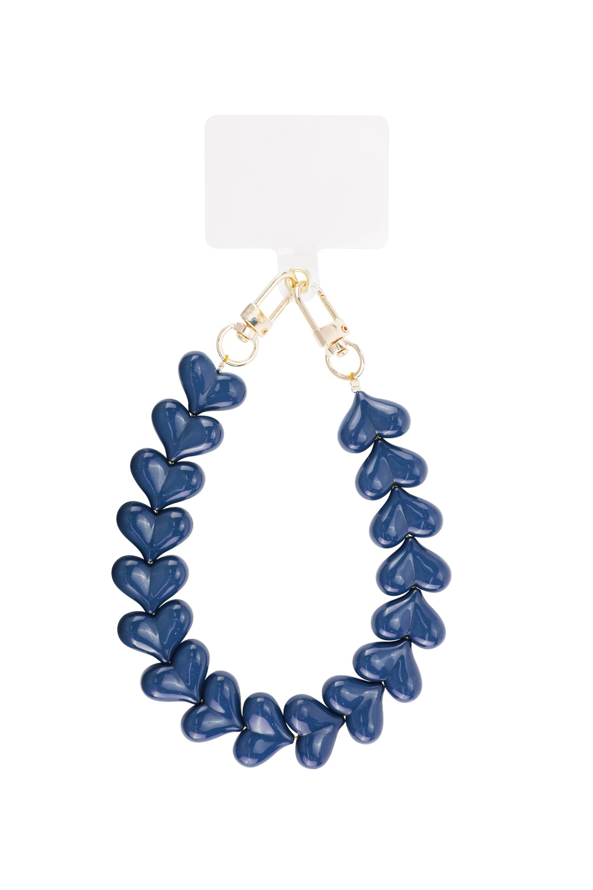 Telefoonketting met hartjes - donker blauw