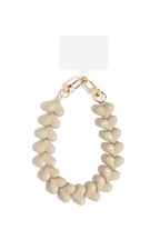 Telefoonketting met hartjes - kaki