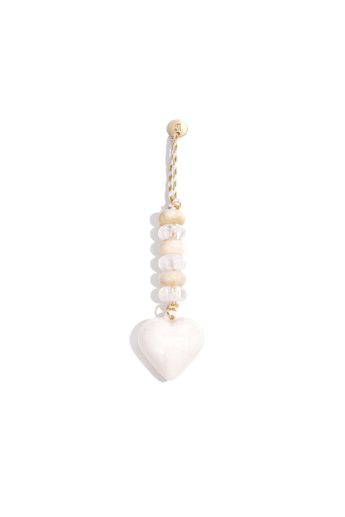 Tasbedels met hartje – Casual acryl – wit