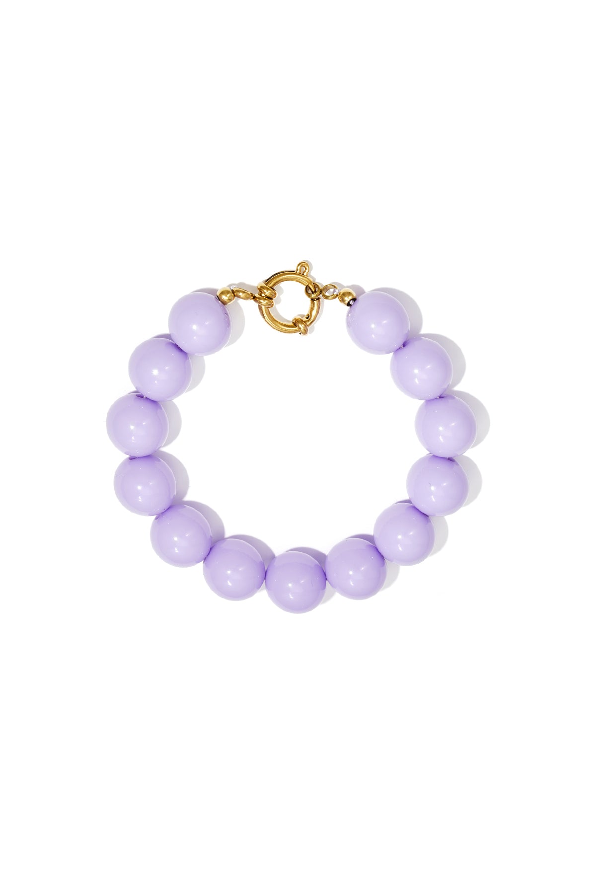 Armband met grote kralen en sluiting aan de voorkant - paars