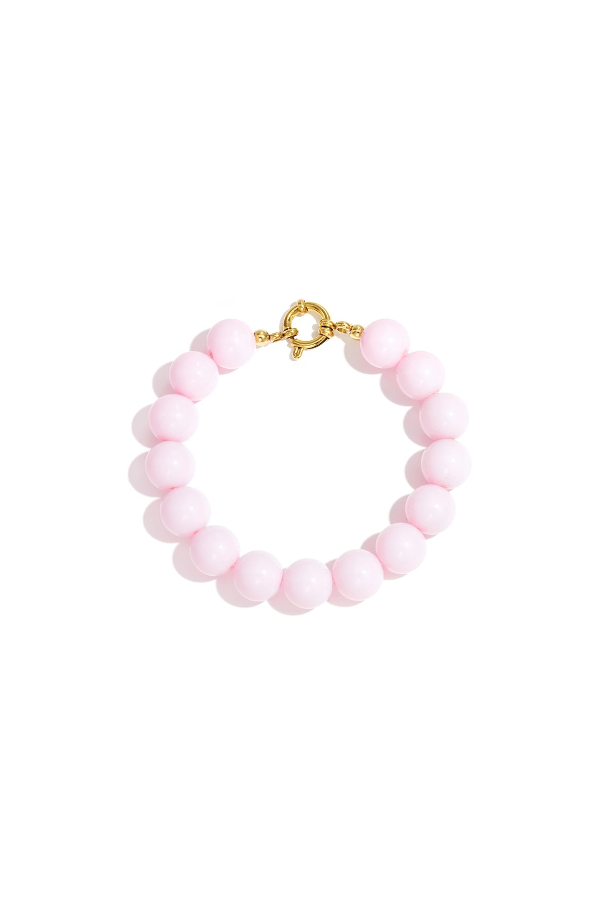 Armband met middelgrote kralen en sluiting aan de voorkant – 12 mm - licht roze