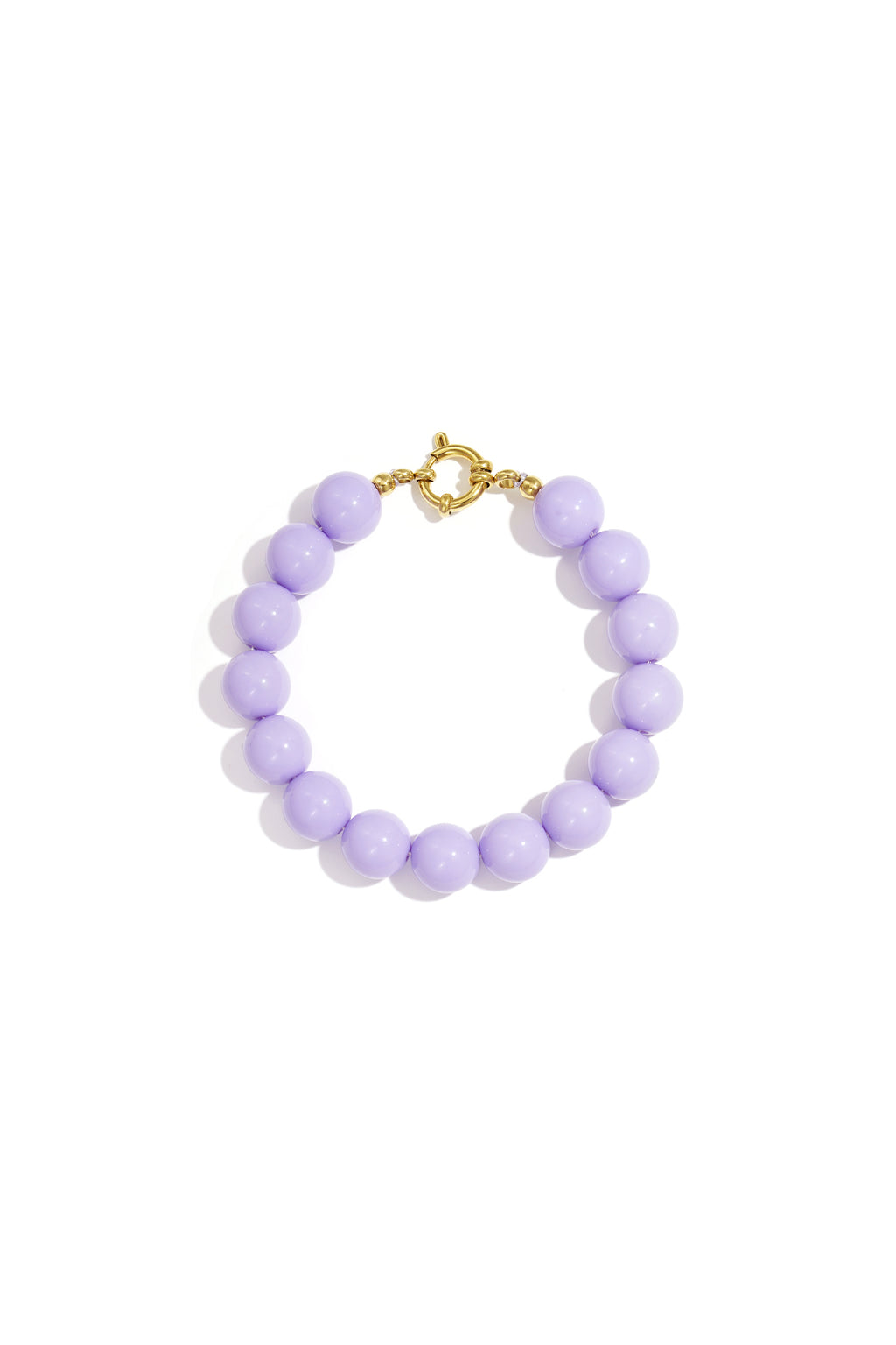 Armband met middelgrote kralen en sluiting aan de voorkant – 12 mm - licht paars