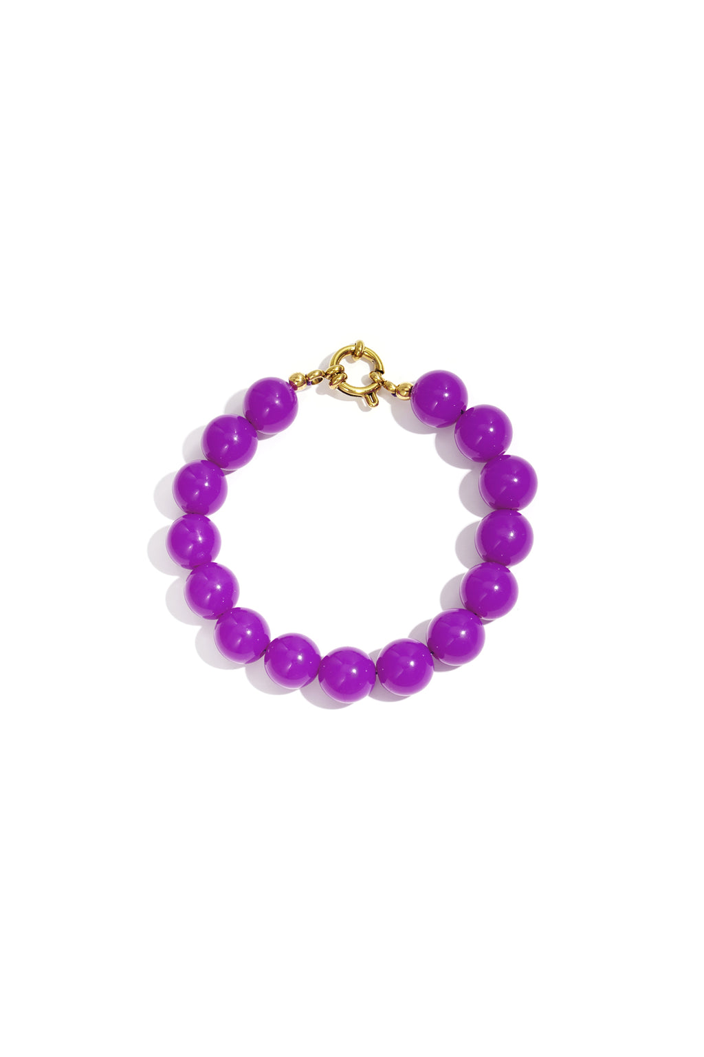 Armband met middelgrote kralen en sluiting aan de voorkant – 12 mm - paars