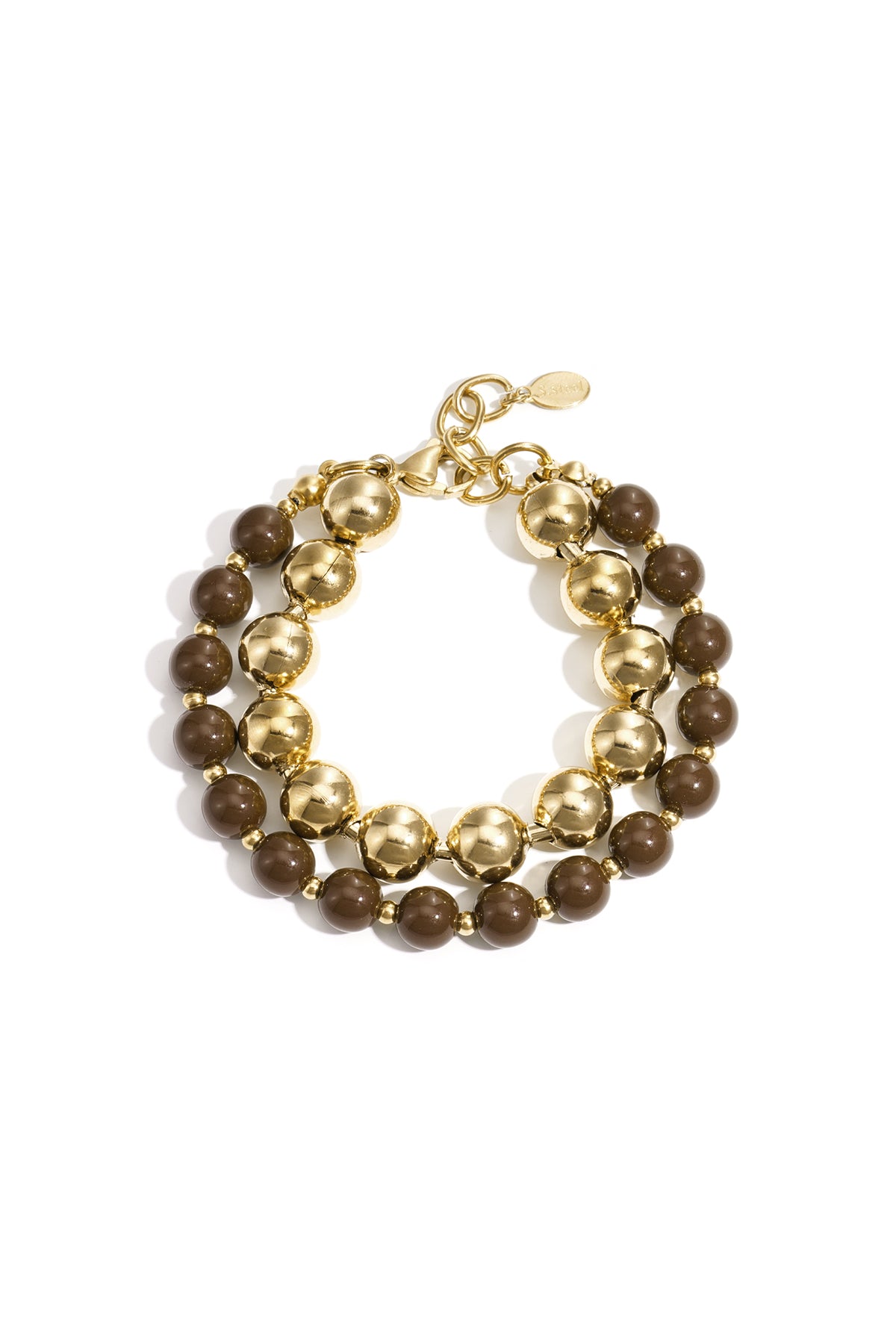 Dubbele kralenarmband - bruin