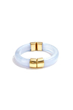 Chunky bangle with gold details - licht blauw