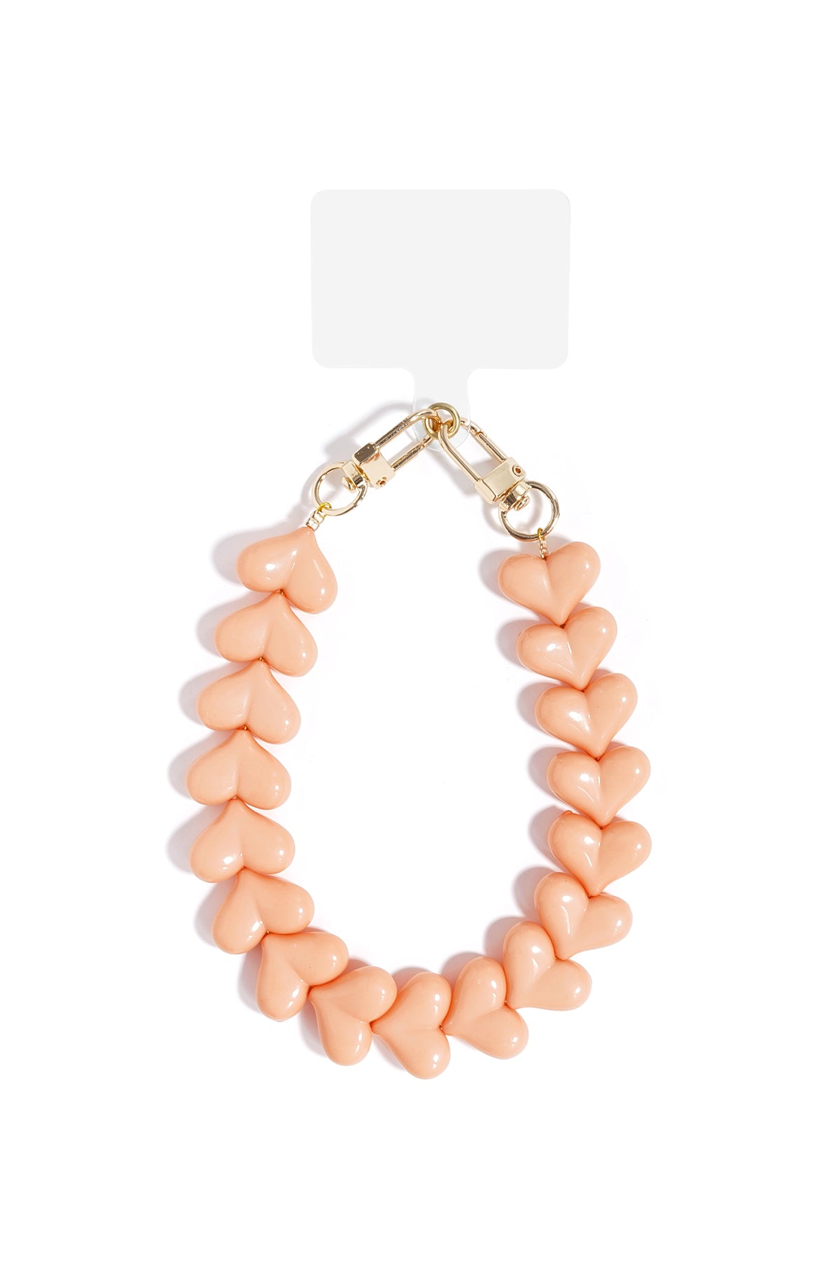 Telefoonketting met hartjes - licht oranje