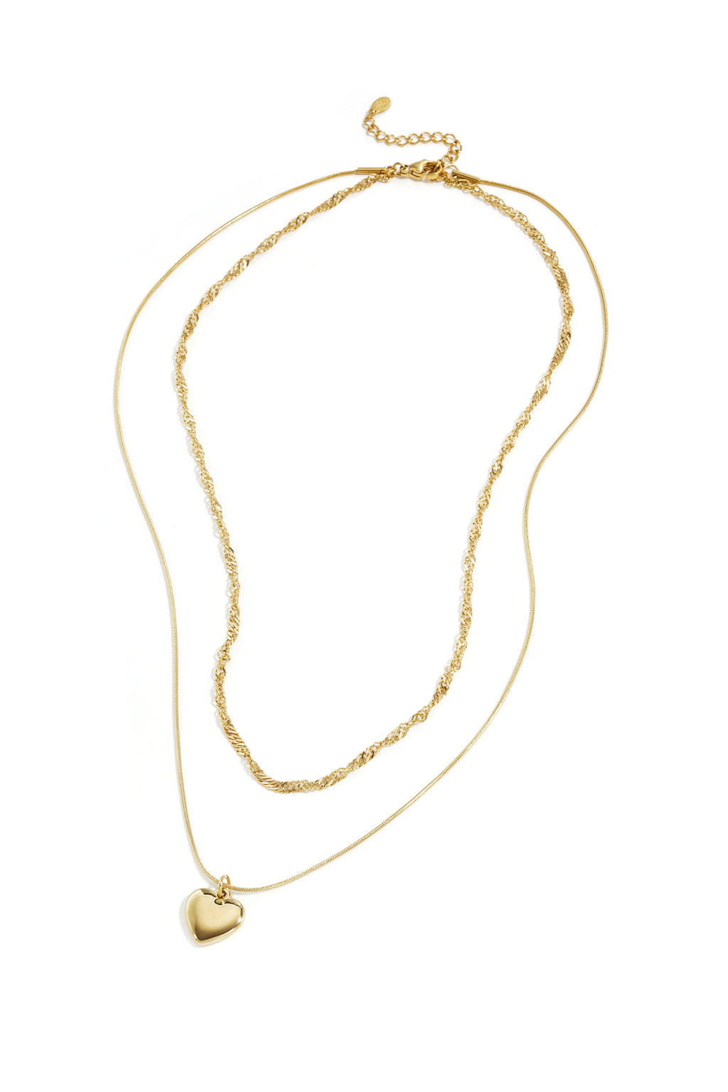 Gelaagde ketting met hartbedeltje - goud