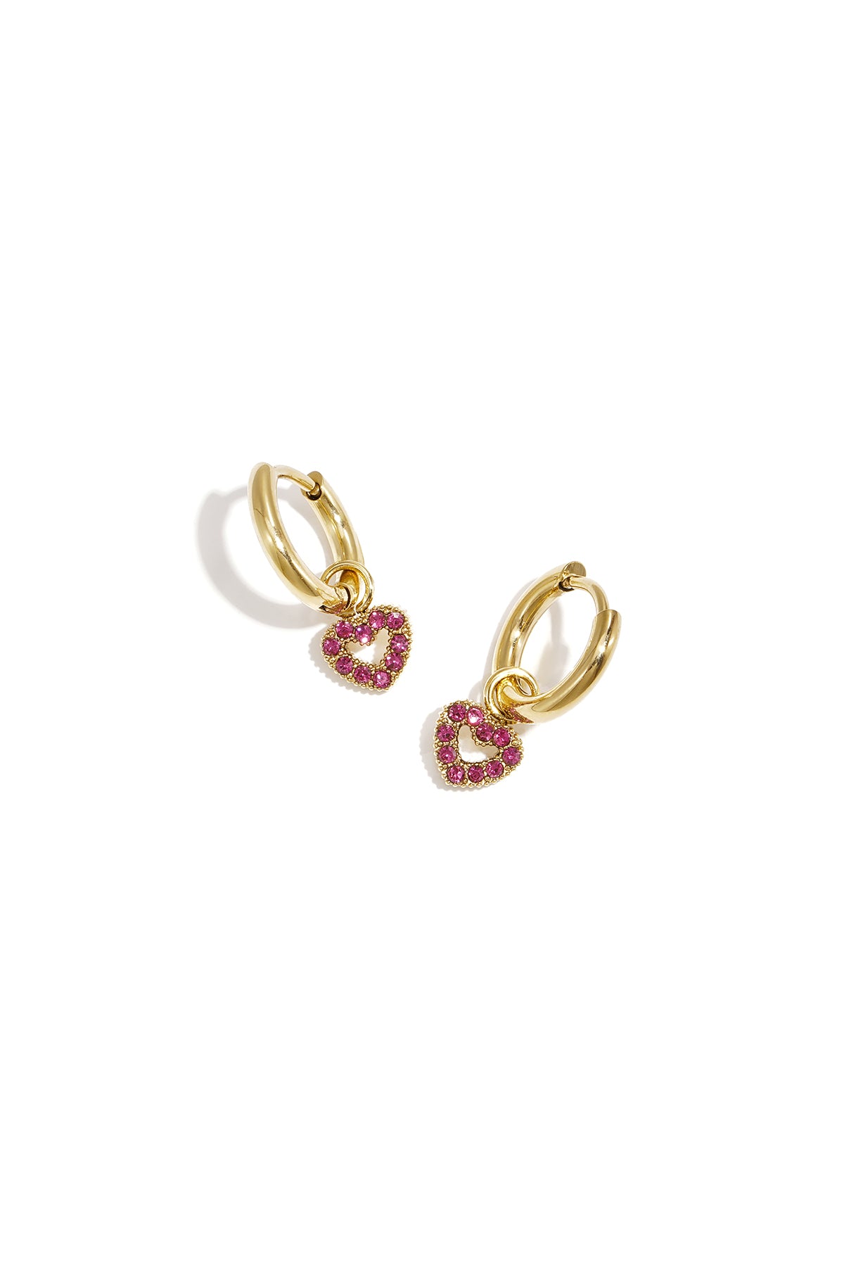 Oorbellen met versierd hartbedeltje - roze
