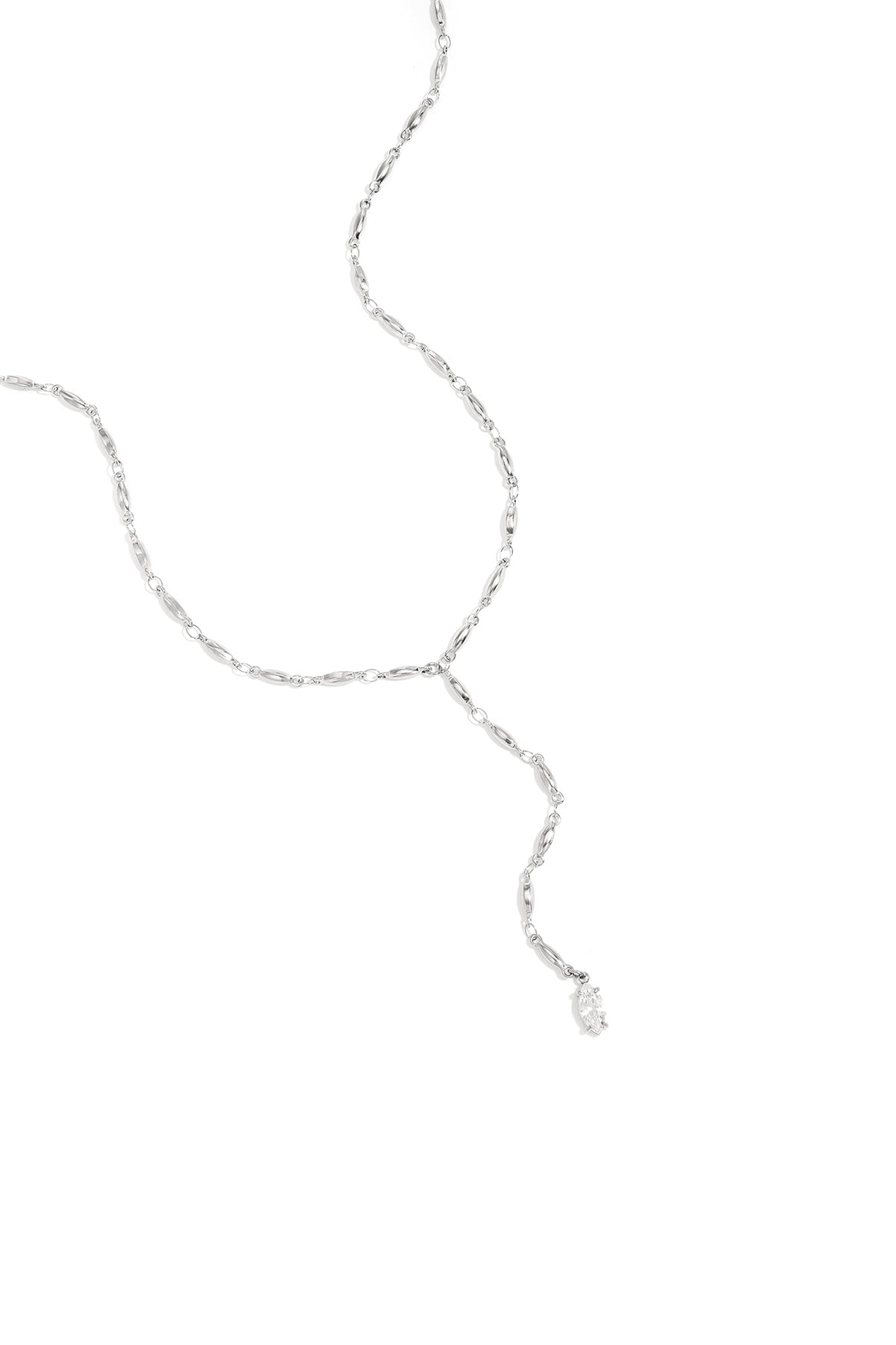 Ketting met hangende strasssteen - zilver