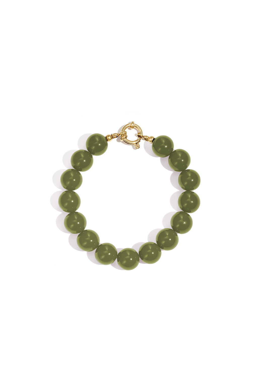 Armband met middelgrote kralen en sluiting aan de voorkant – 12 mm - donker groen