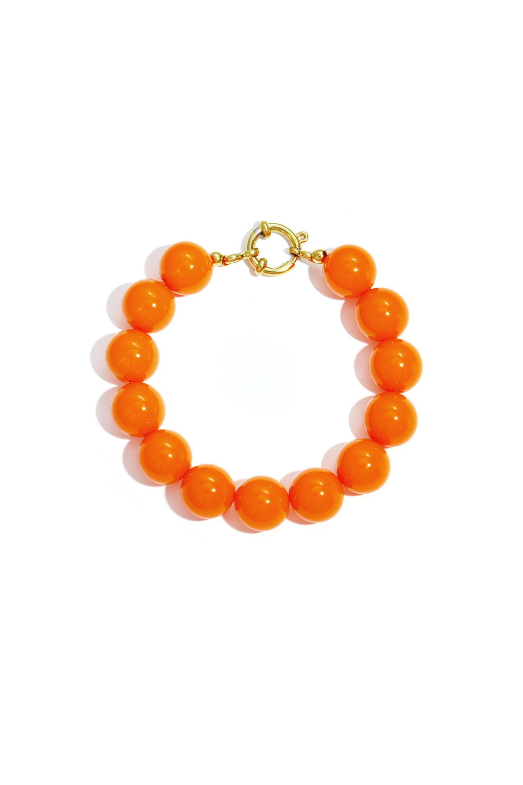 Armband met grote kralen en sluiting aan de voorkant - oranje