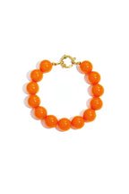 Armband met grote kralen en sluiting aan de voorkant - oranje