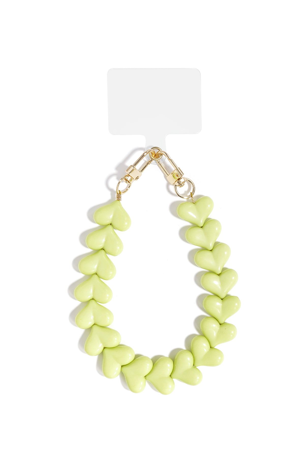 Telefoonketting met hartjes - licht groen